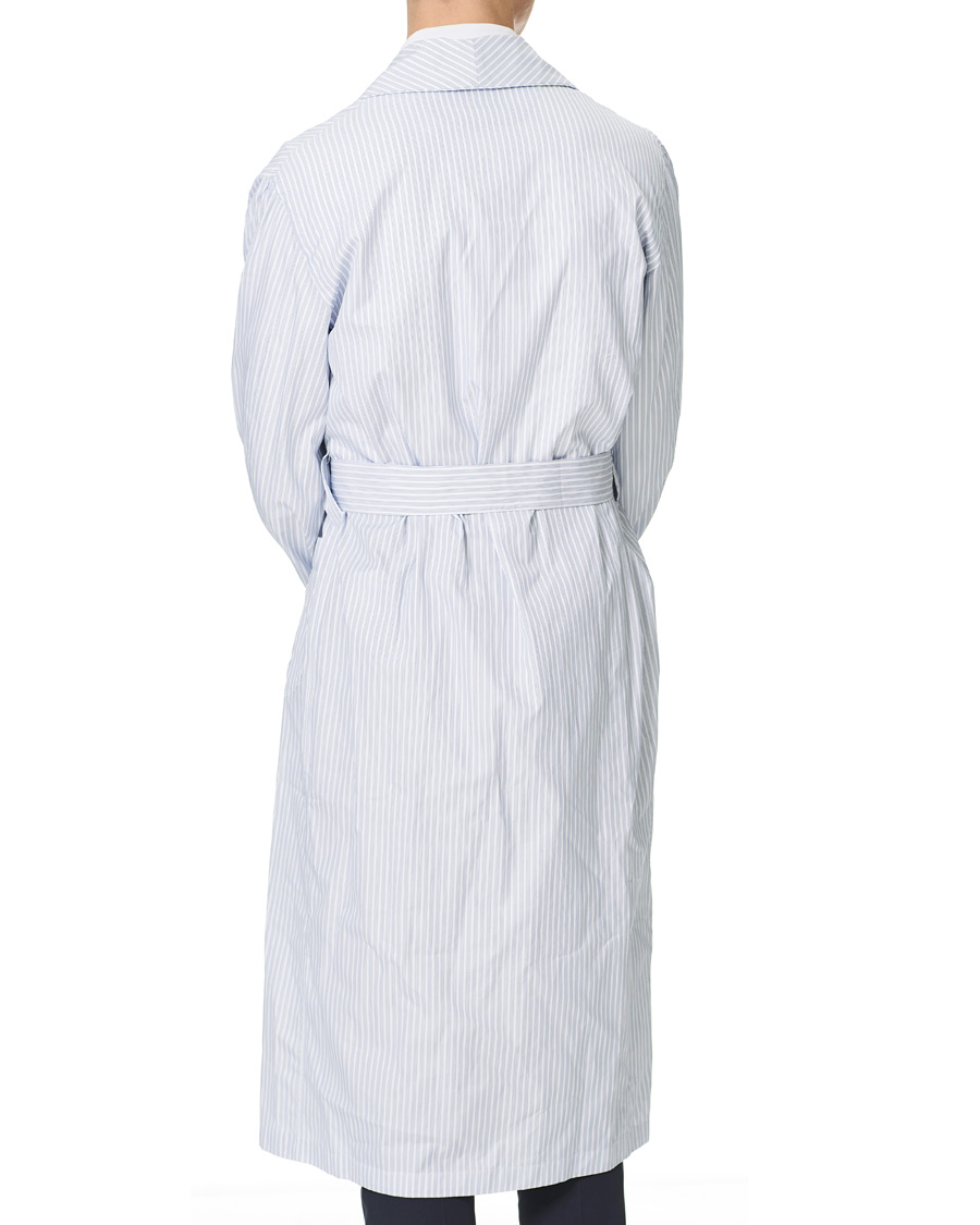 Herren | Schlafanzüge & Bademäntel | Finamore Napoli | Striped Popeline Robe White/Blue