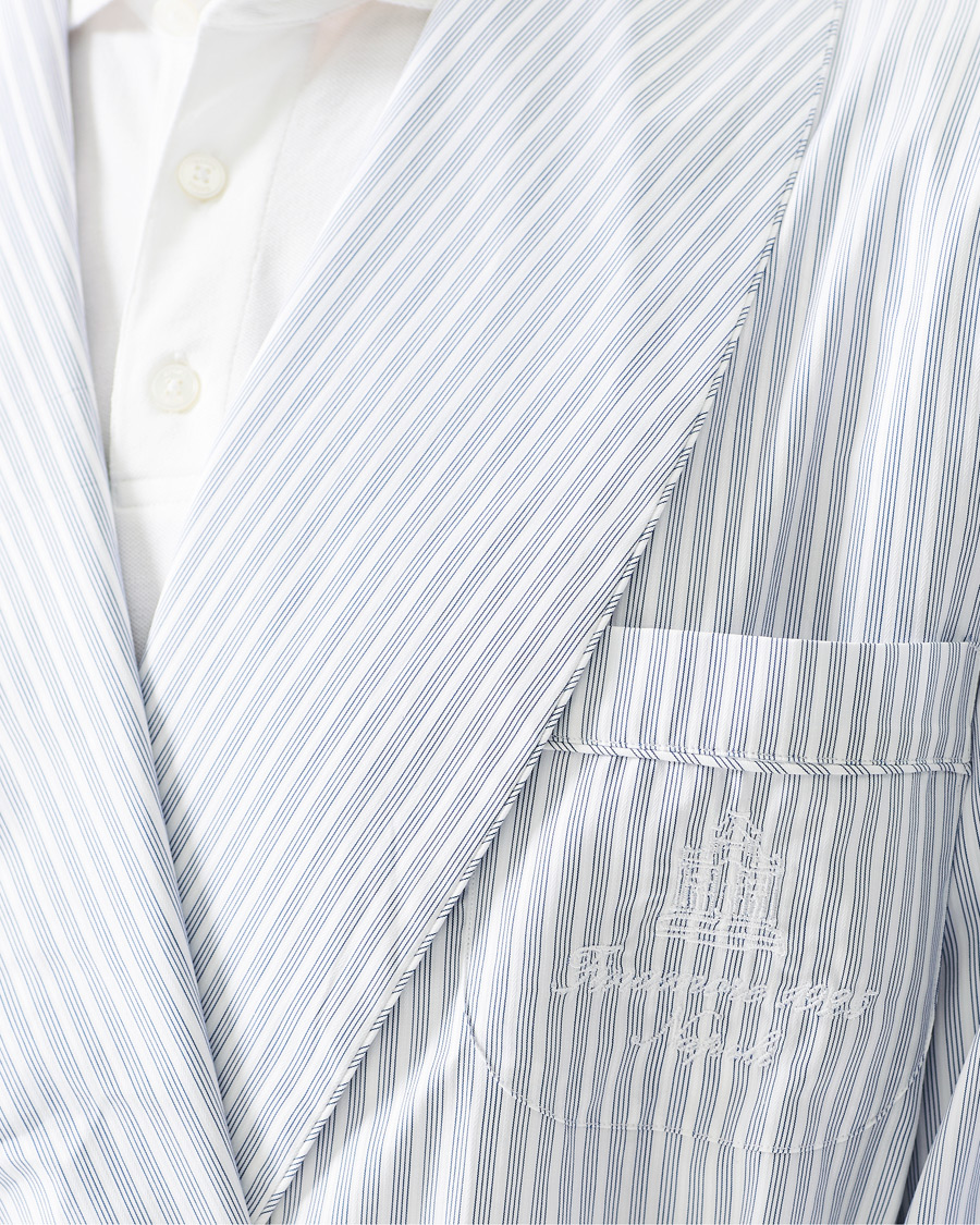 Herren | Schlafanzüge & Bademäntel | Finamore Napoli | Striped Popeline Robe White/Blue