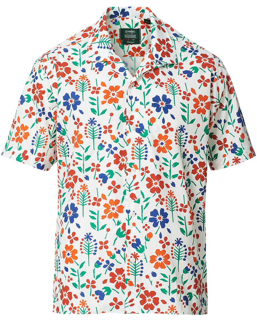 Herren | Hemden | Gitman Vintage | Flores Camp Collar Shirt White/Orange