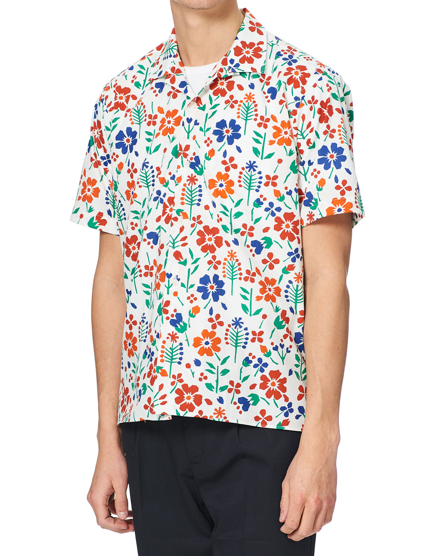 Herren | Hemden | Gitman Vintage | Flores Camp Collar Shirt White/Orange