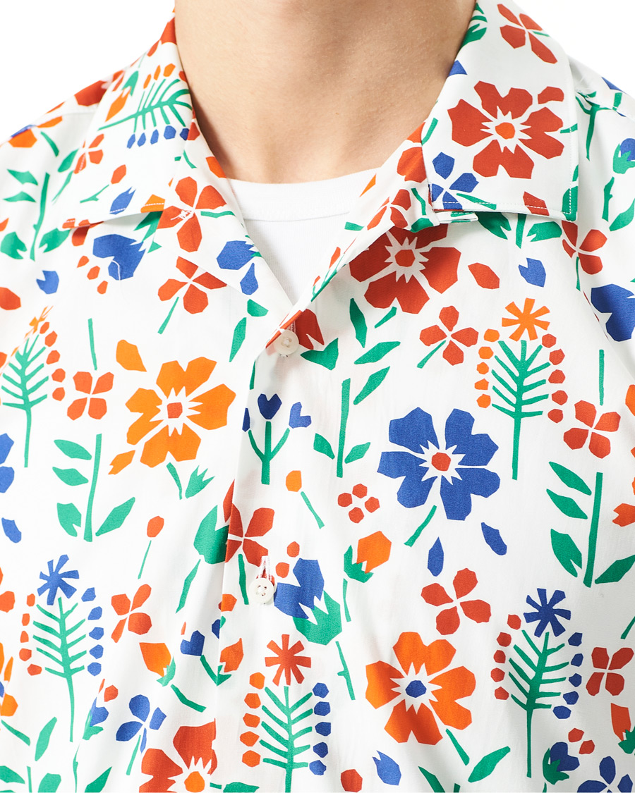 Herren | Hemden | Gitman Vintage | Flores Camp Collar Shirt White/Orange