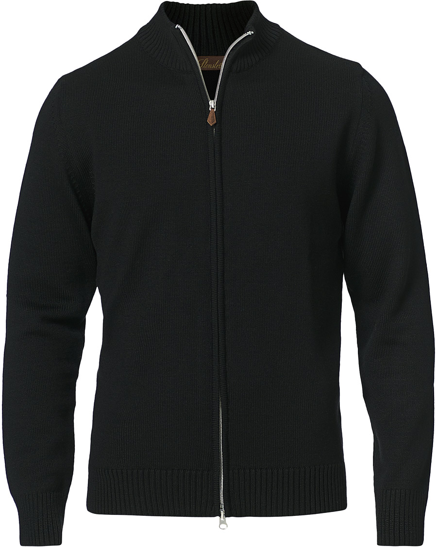Herren | Pullover | Stenströms | Chunky Wool Zip Cardigan Black