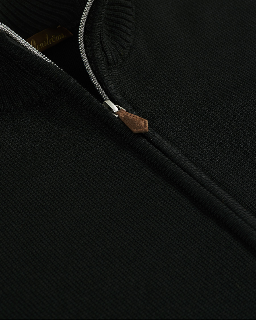 Herren | Pullover | Stenströms | Chunky Wool Zip Cardigan Black