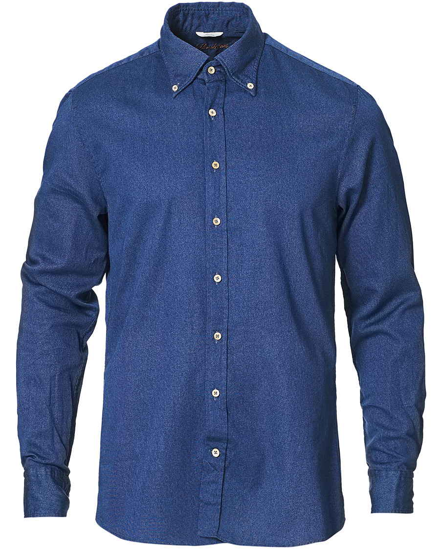 Herren | Hemden | Stenströms | Slimline Washed Button Down Oxford Shirt Navy