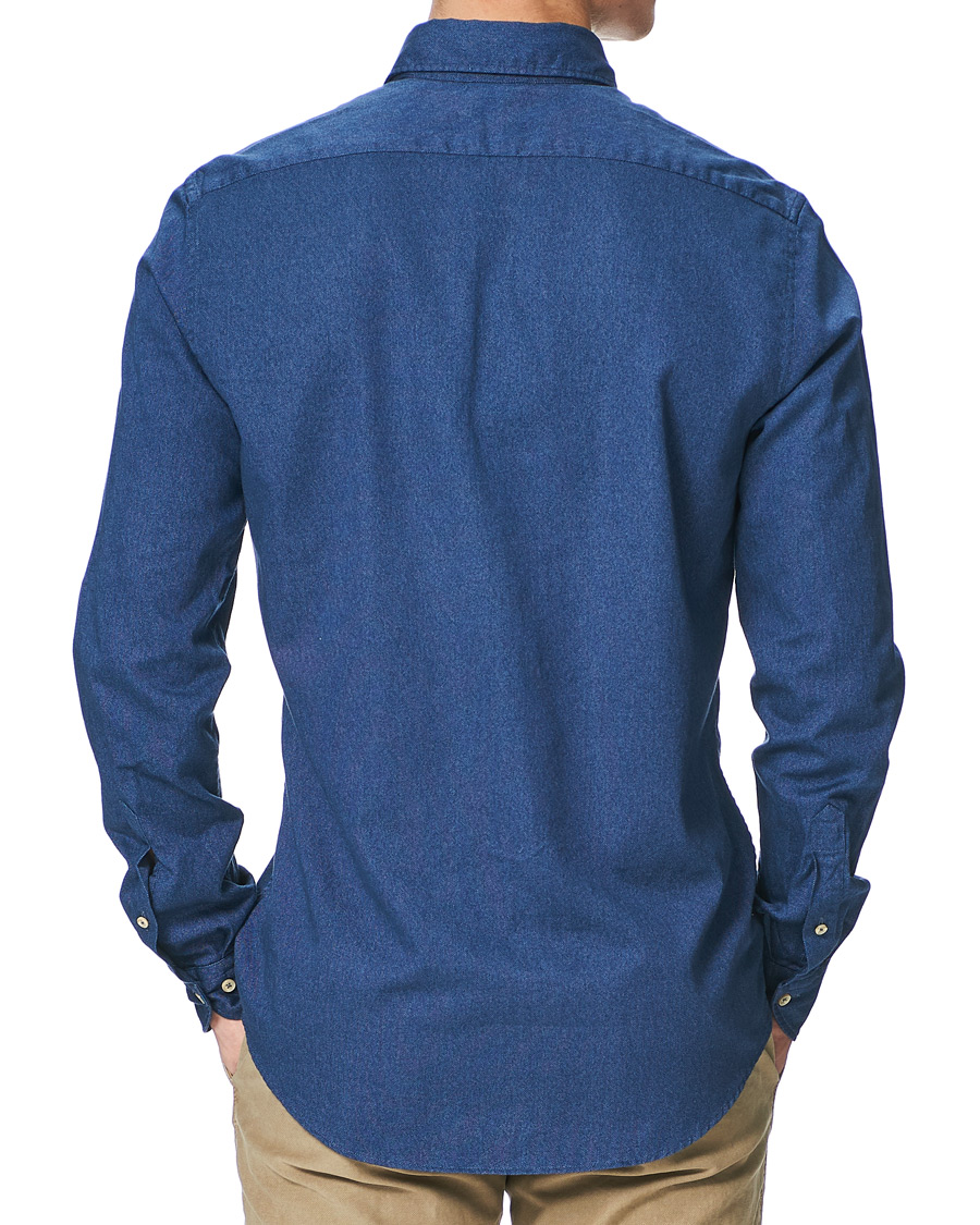 Herren | Hemden | Stenströms | Slimline Washed Button Down Oxford Shirt Navy