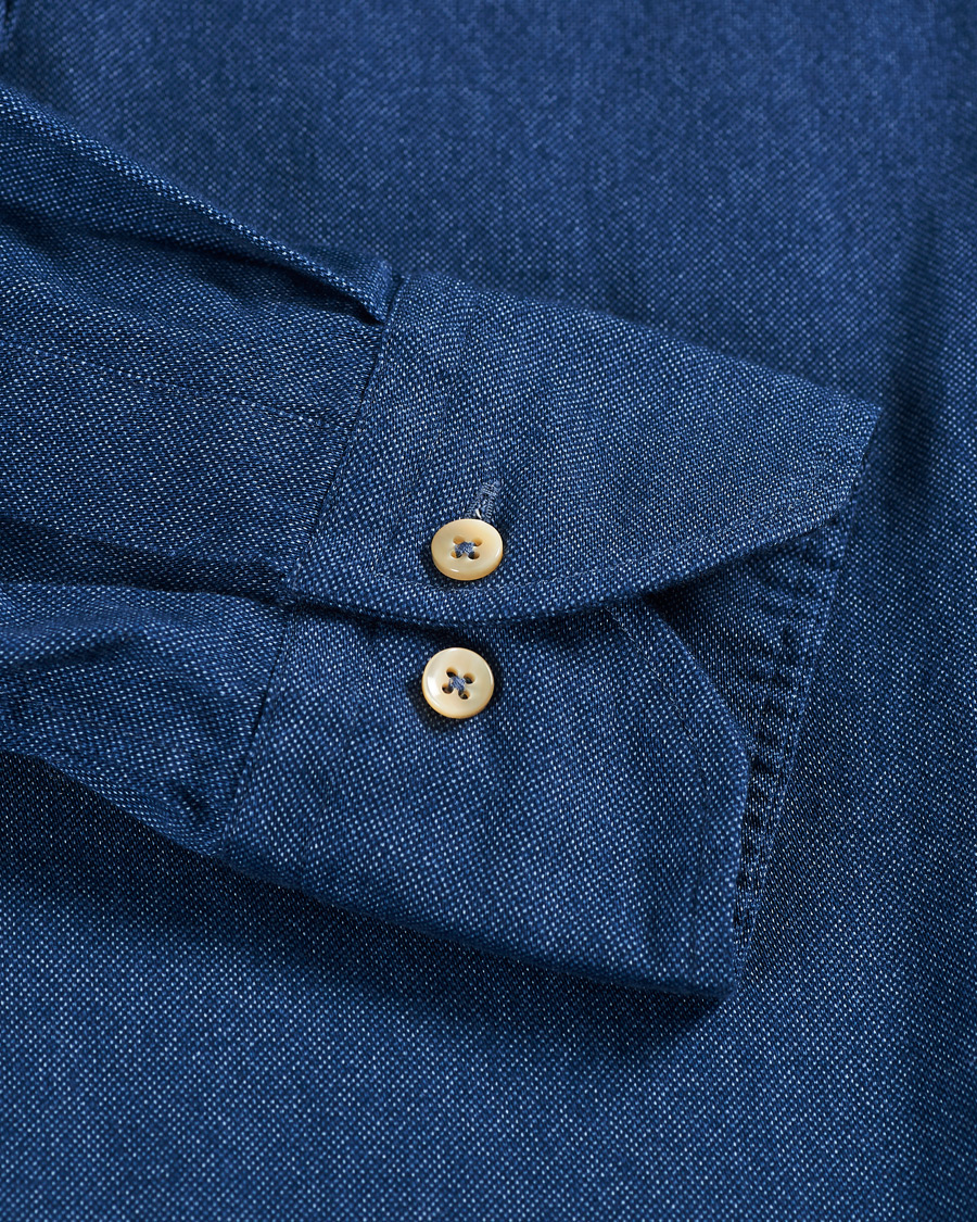Herren | Hemden | Stenströms | Slimline Washed Button Down Oxford Shirt Navy
