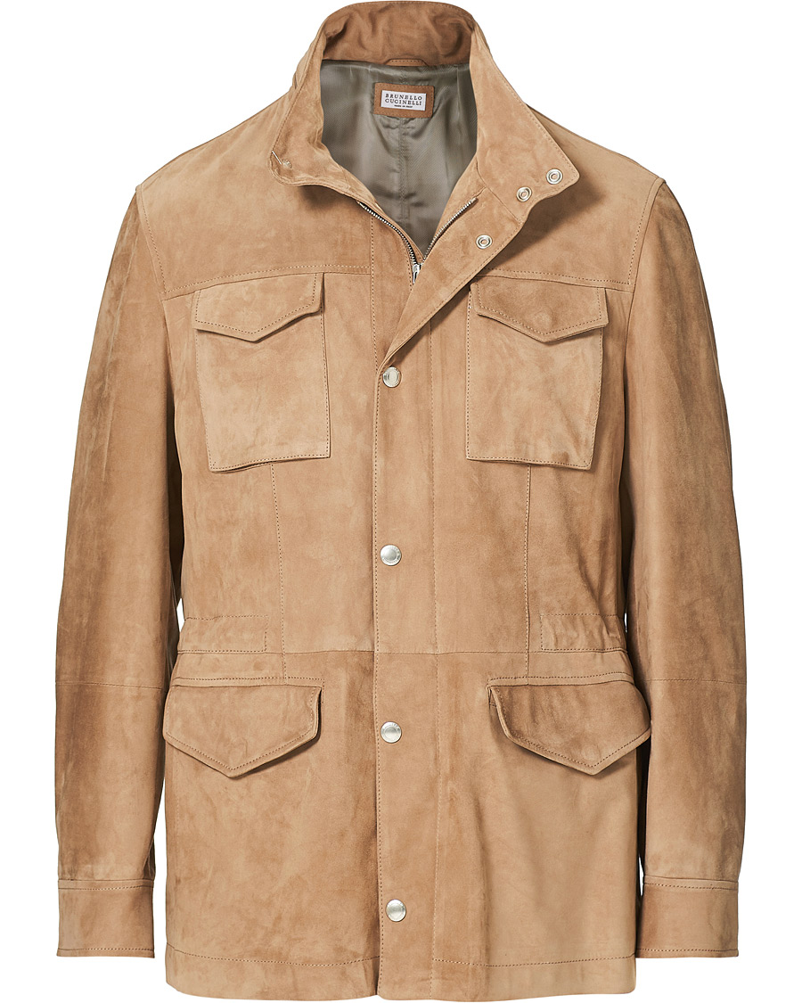 Herren | Jacken | Brunello Cucinelli | Suede Field Jacket Beige