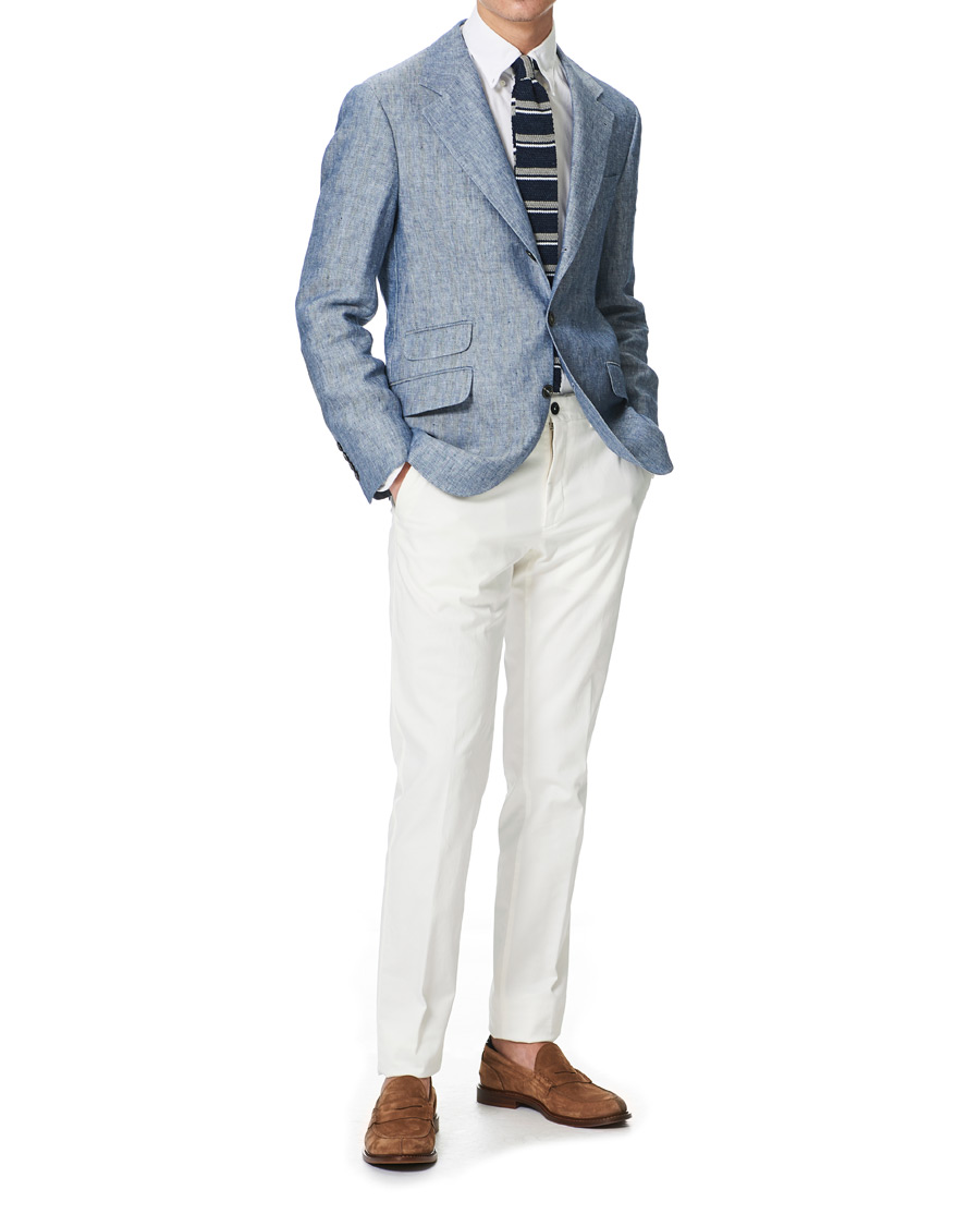 Herren | Sakkos | Brunello Cucinelli | Herringbone Linen Blazer Indigo Blue