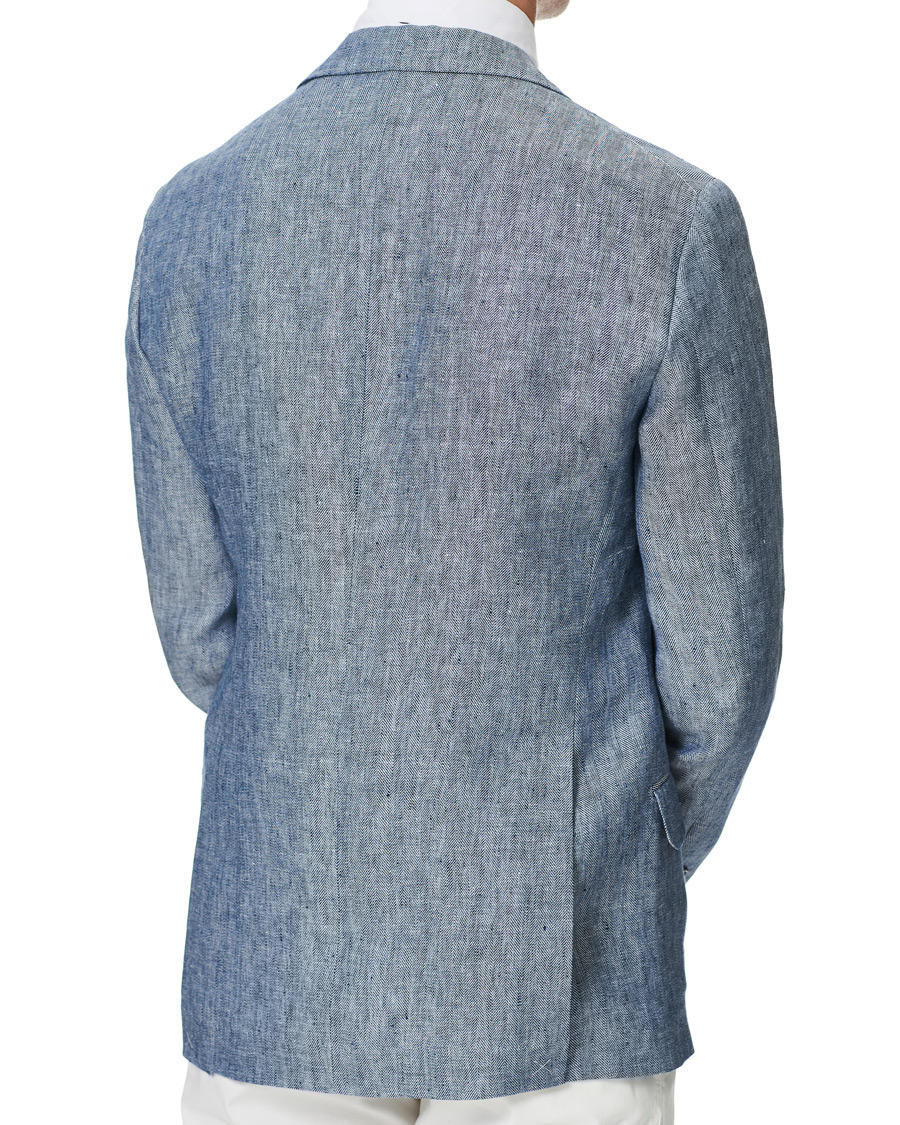 Herren | Sakkos | Brunello Cucinelli | Herringbone Linen Blazer Indigo Blue