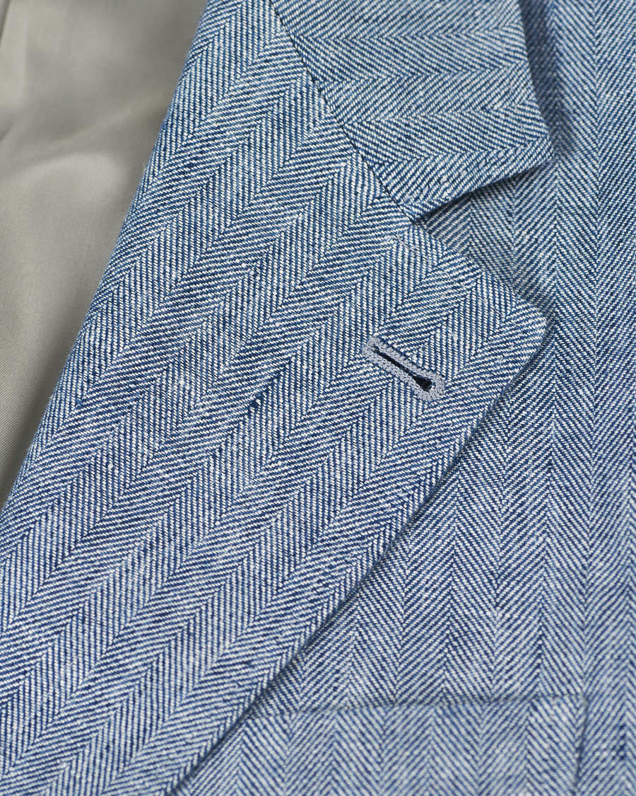 Herren | Sakkos | Brunello Cucinelli | Herringbone Linen Blazer Indigo Blue