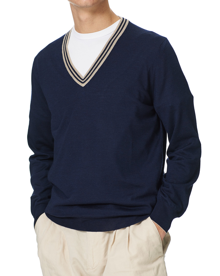 Herren | Pullover | Brunello Cucinelli | Cashmere/Wool Tennis Sweater Navy