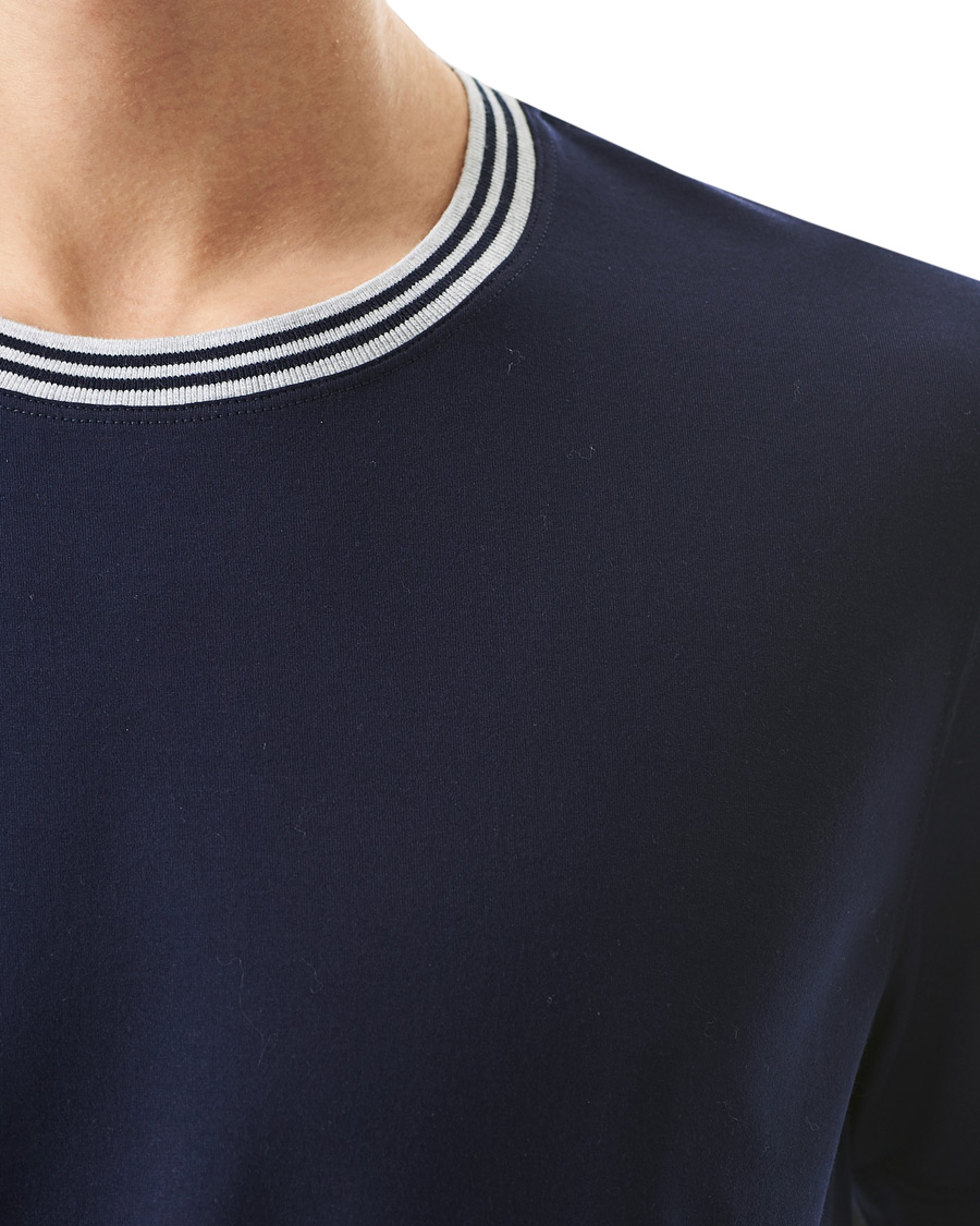 Herren | T-Shirts | Brunello Cucinelli | Contrast Collar Short Sleeve T-Shirt Navy