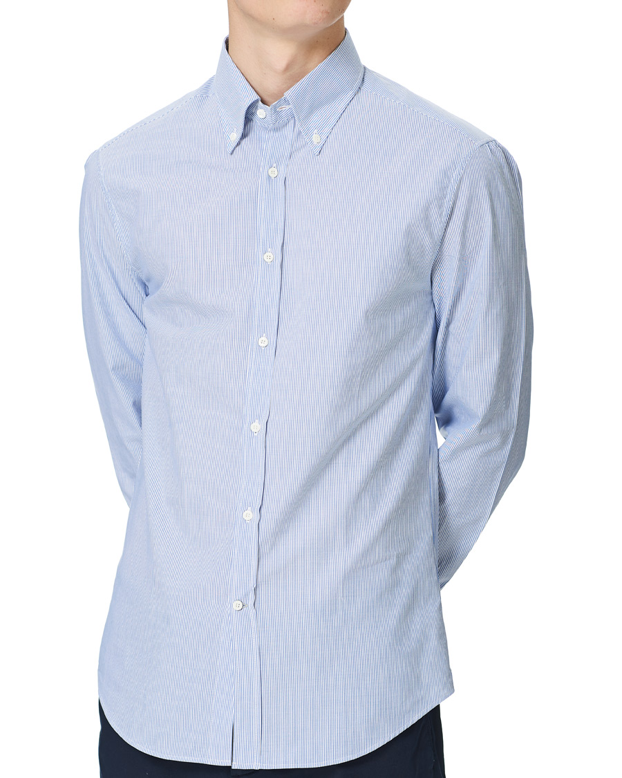 Herren | Hemden | Brunello Cucinelli | Slim Fit Striped Button Down Shirt Blue