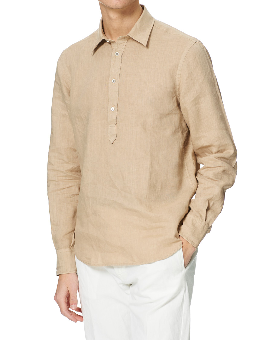 Herren | Hemden | Aspesi | Popover Linen Shirt Beige