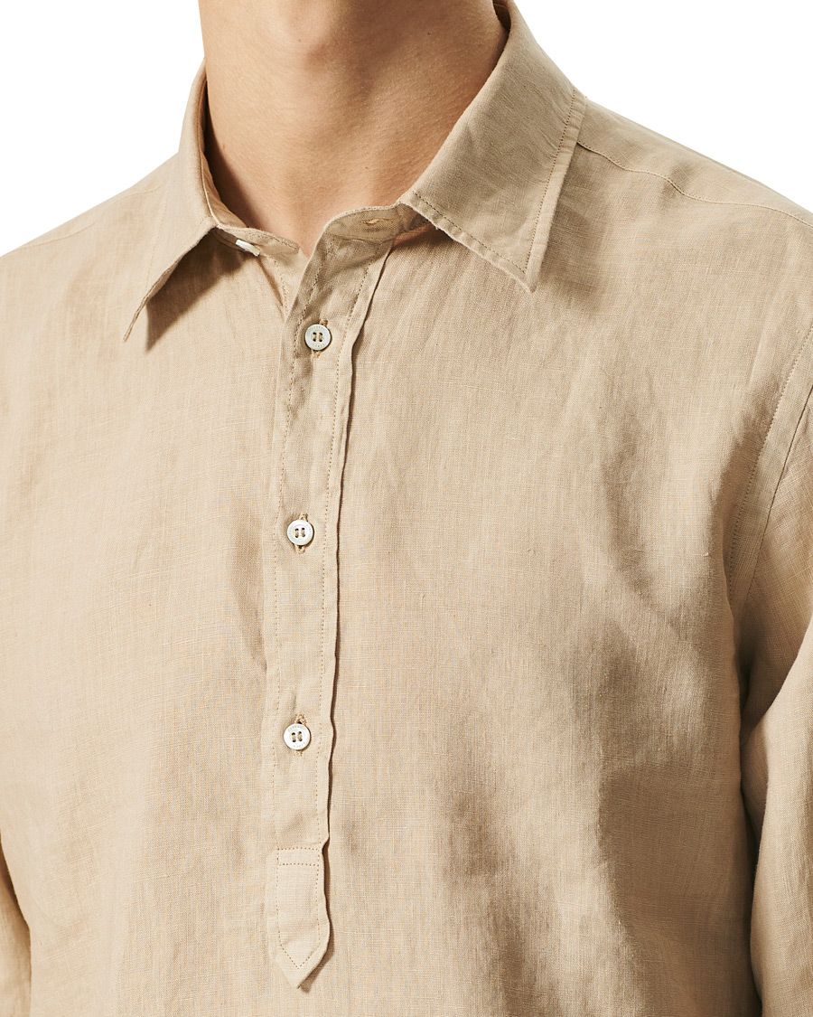 Herren | Hemden | Aspesi | Popover Linen Shirt Beige