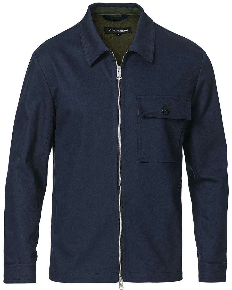 Herren | Hemden | J.Lindeberg | Jason Cotton Stretch Zip Overshirt Navy