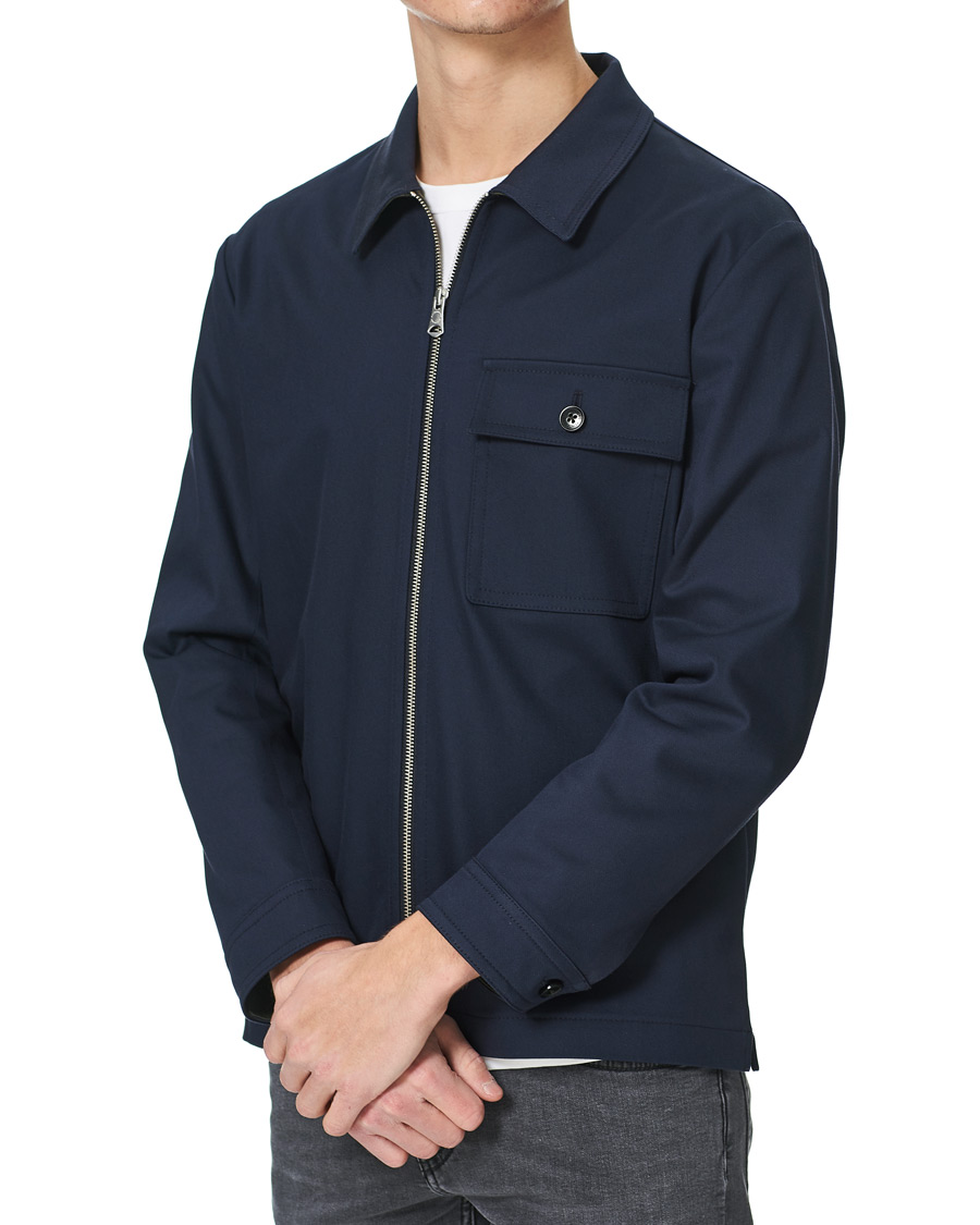 Herren | Hemden | J.Lindeberg | Jason Cotton Stretch Zip Overshirt Navy