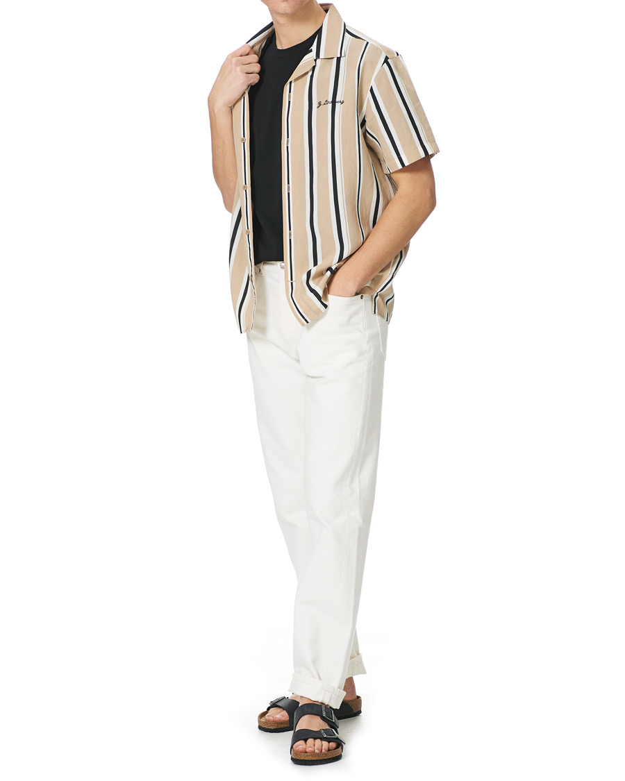 Herren | Hemden | J.Lindeberg | Elio Striped Resort Shirtt Batique Khaki