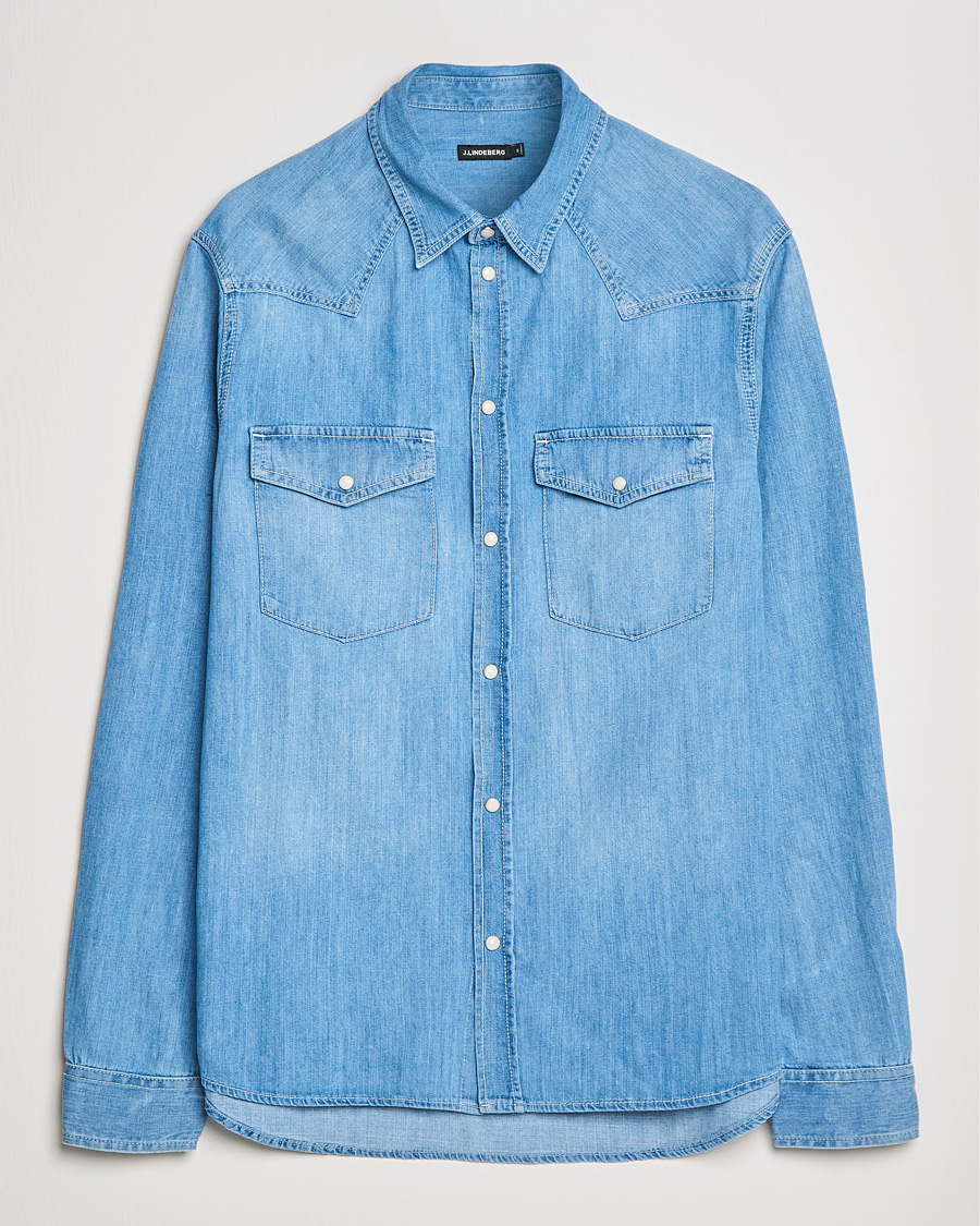 Herren | Hemden | J.Lindeberg | Carson Western Denim Shirt Bleached Denim