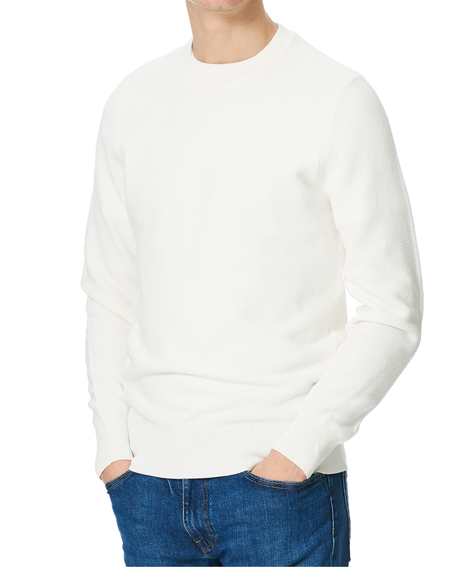 Herren | Pullover | J.Lindeberg | Arthur Structure Organic Cotton Crew Neck Cloud White