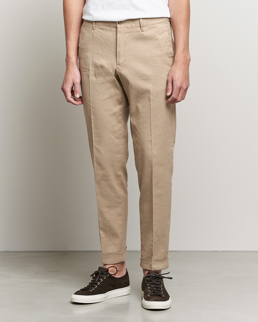 Herren | Hosen | J.Lindeberg | Grant Stretch Cotton/Linen Trousers Batique Khaki