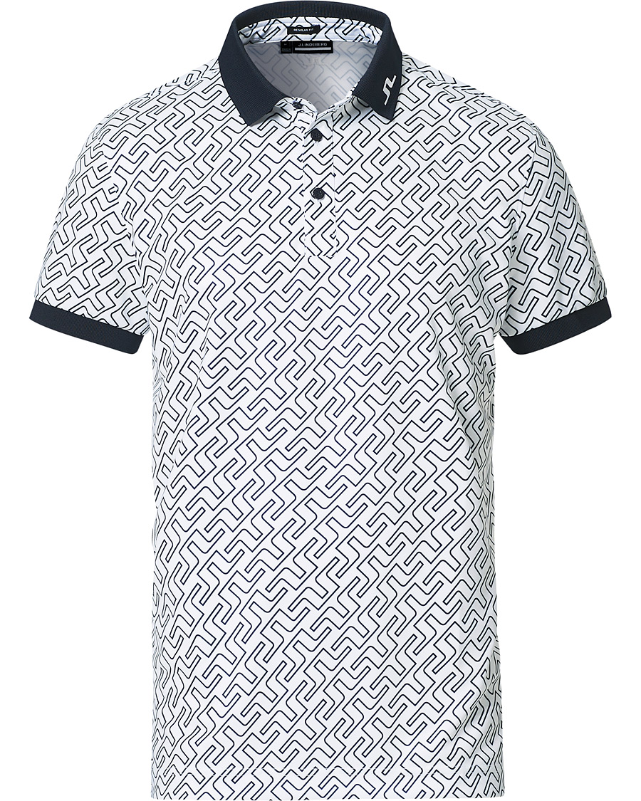 Herren | Poloshirts | J.Lindeberg | Tour Tech Reg Fit Print Polo JL Navy Bridge Monogram