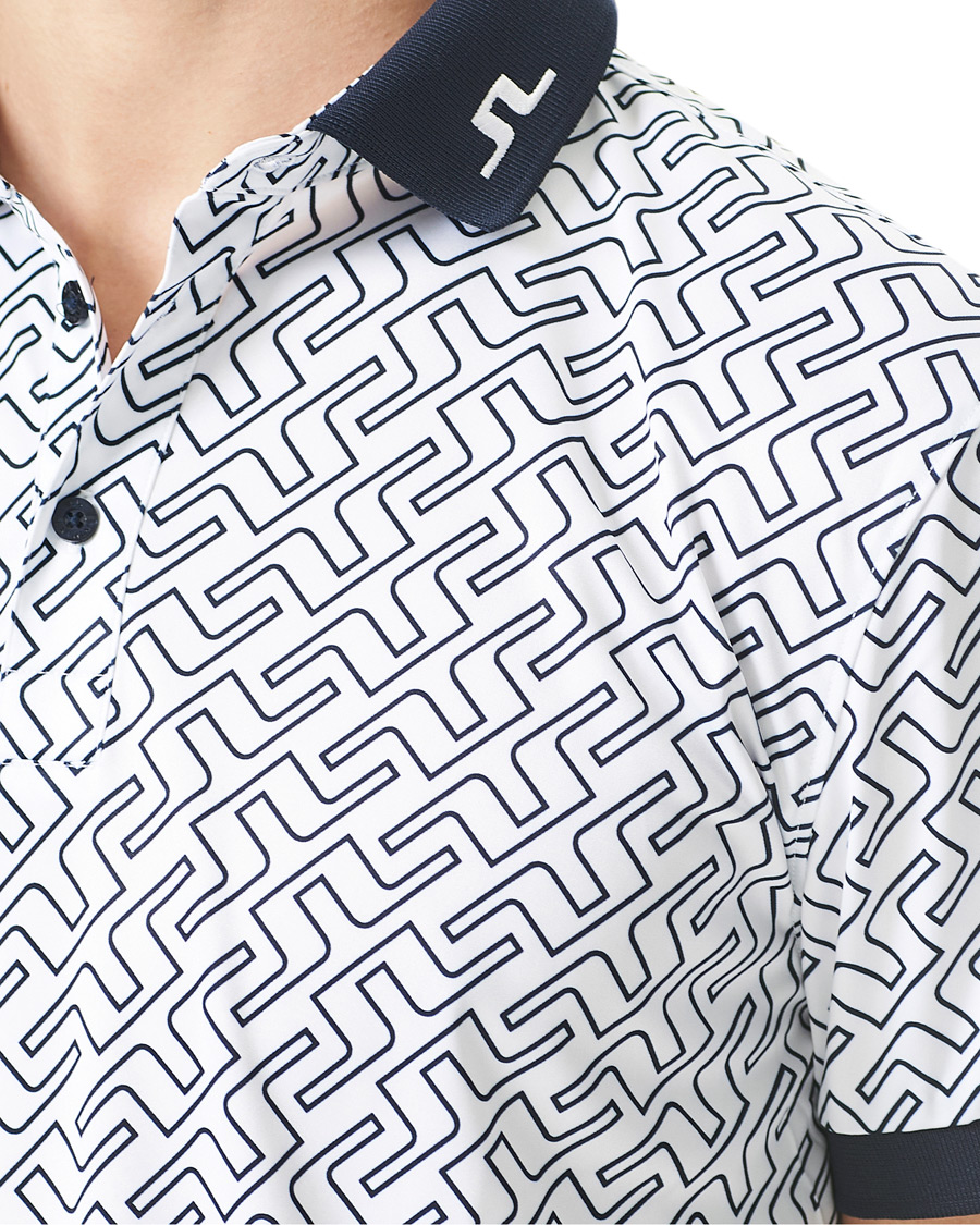 Herren | Poloshirts | J.Lindeberg | Tour Tech Reg Fit Print Polo JL Navy Bridge Monogram