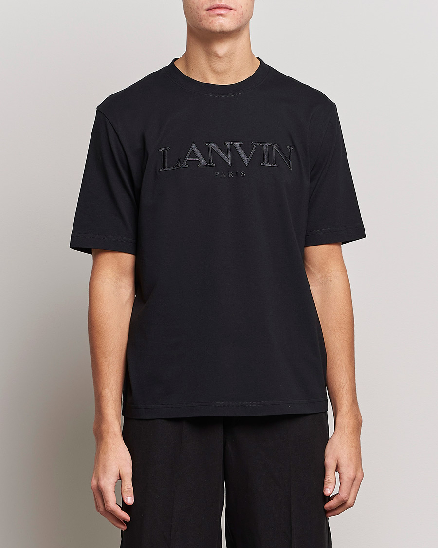 Herren | Schwartze t-shirts | Lanvin | Embroidered Tonal Logo T-Shirt Black