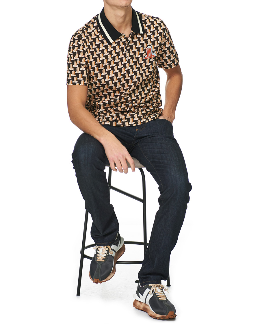 Herren | Poloshirts | Lanvin | Knitted Jacquard Short Sleeve Polo Brown/Ecru