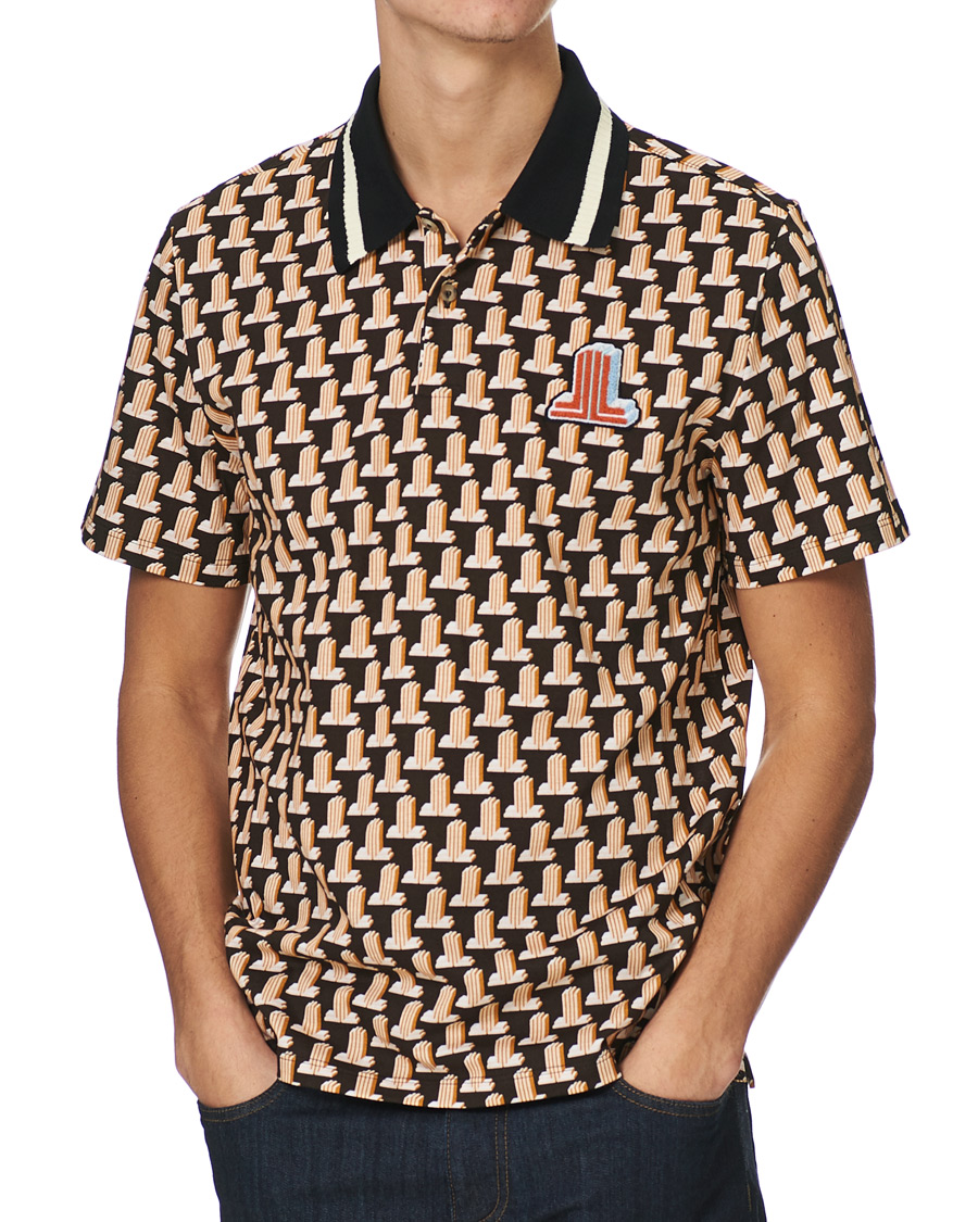 Herren | Poloshirts | Lanvin | Knitted Jacquard Short Sleeve Polo Brown/Ecru