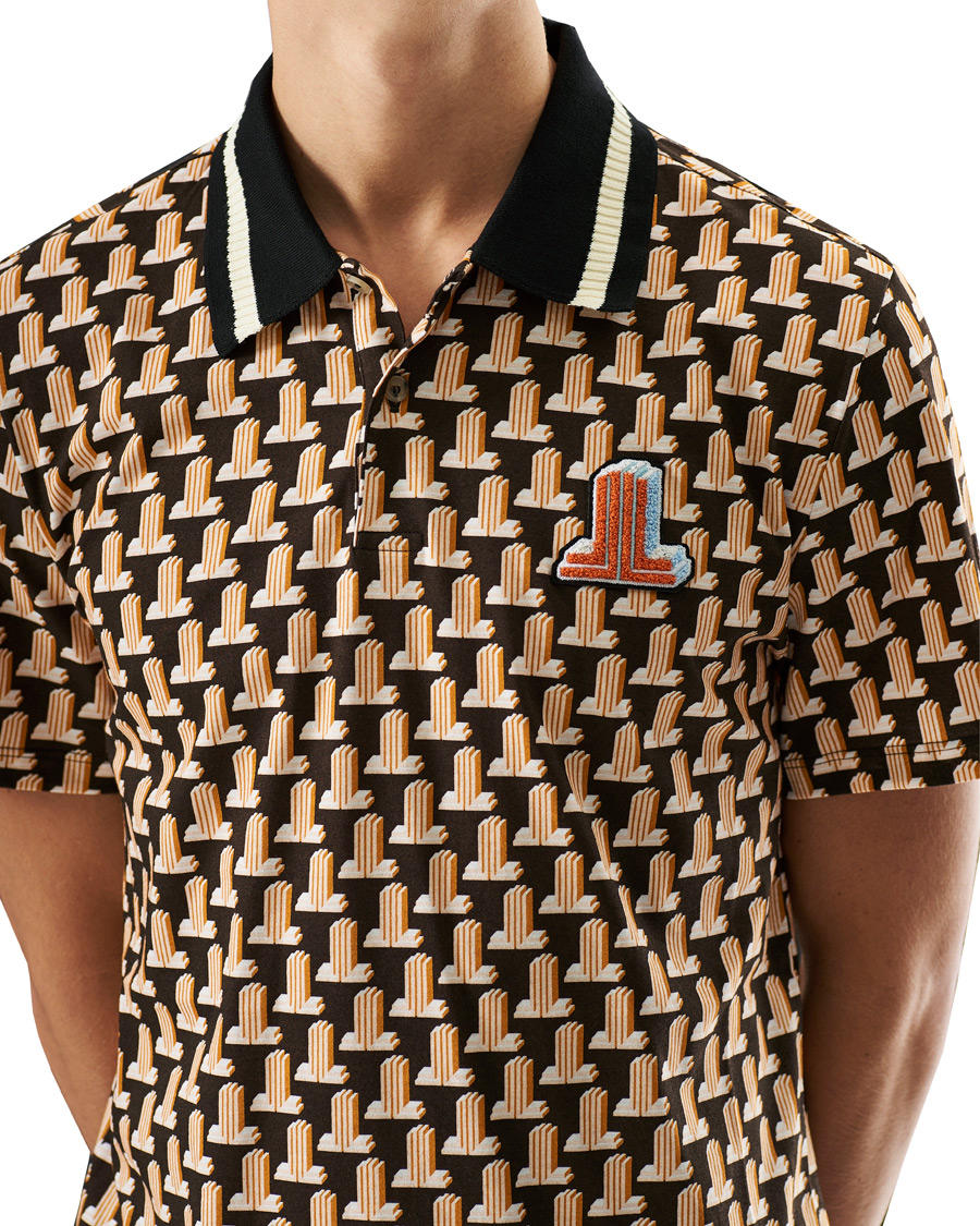 Herren | Poloshirts | Lanvin | Knitted Jacquard Short Sleeve Polo Brown/Ecru