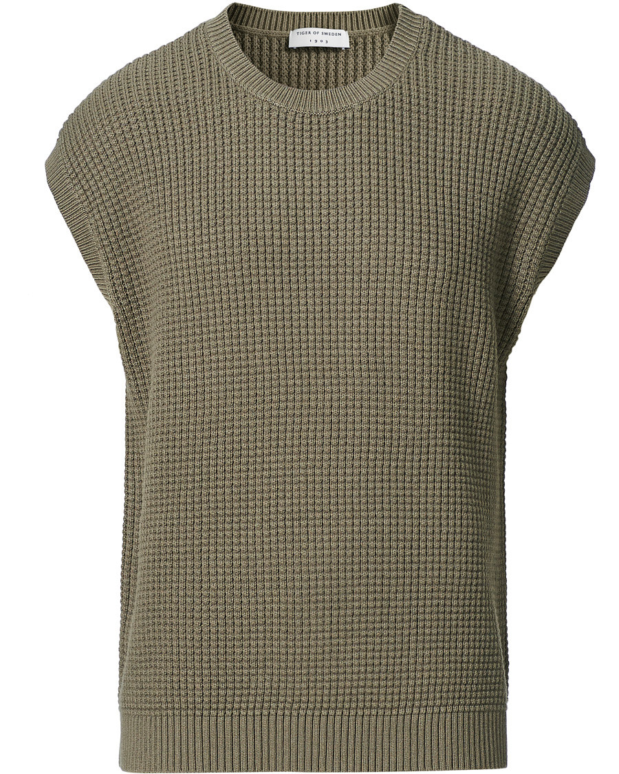 Herren | Pullover | Tiger of Sweden | Clemente Knitted Vest Light Khaki