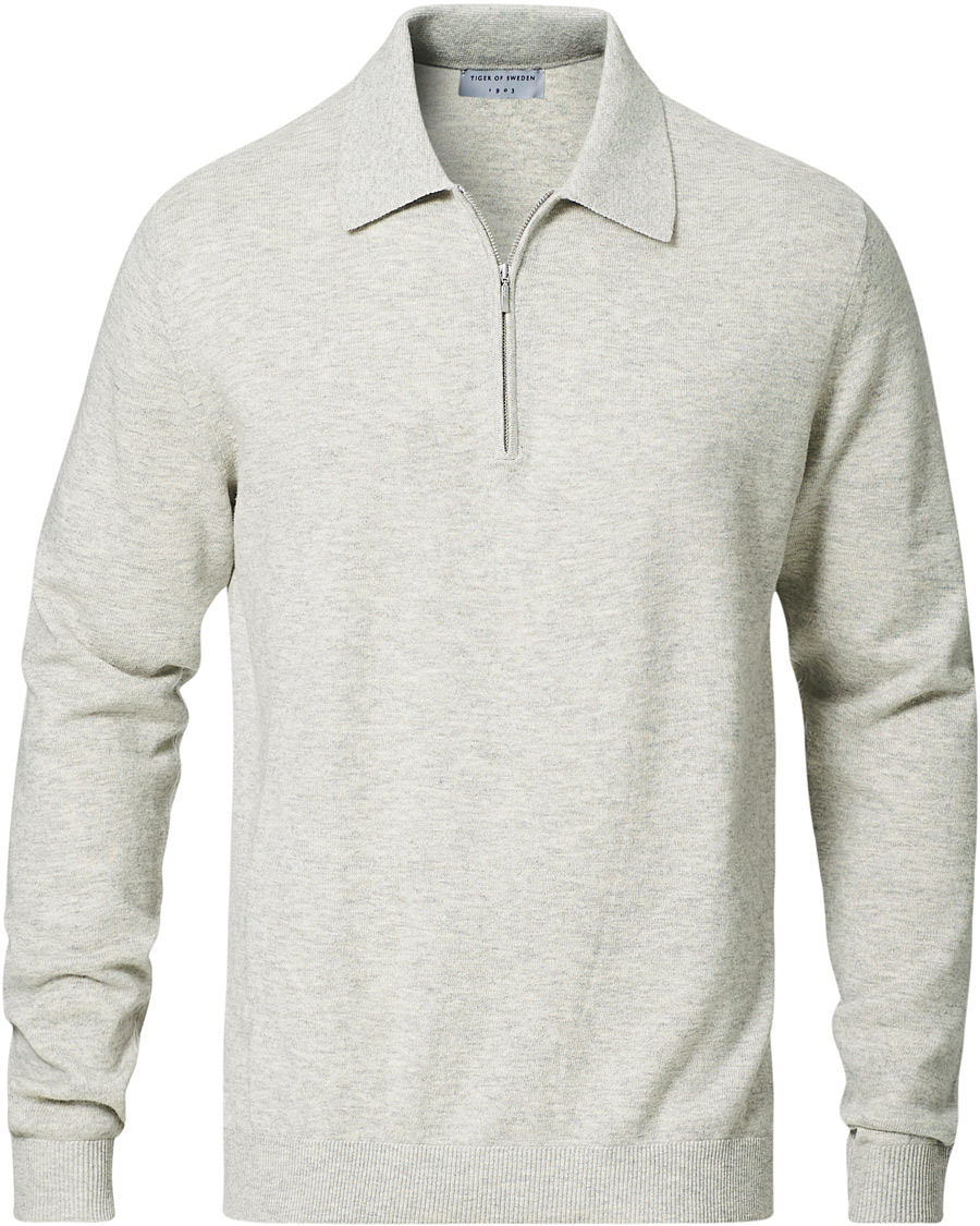 Herren | Pullover | Tiger of Sweden | Orbit Merino Wool Half Zip Med Grey Mel