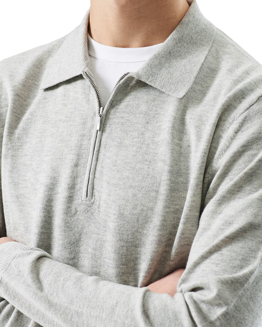 Herren | Pullover | Tiger of Sweden | Orbit Merino Wool Half Zip Med Grey Mel