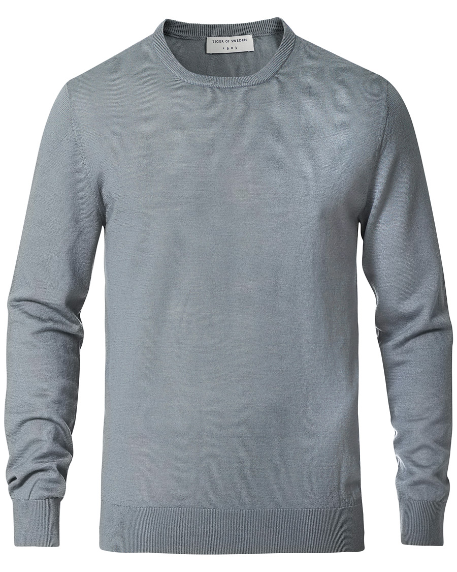 Herren | Pullover | Tiger of Sweden | Nichols Extra Fine Merino Crew Neck Steel Grey