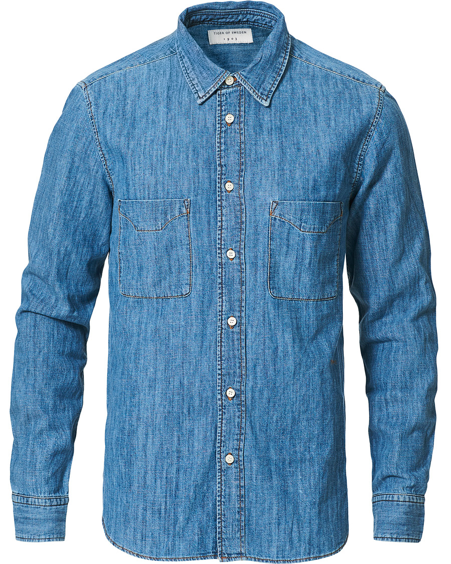 Herren | Hemden | Tiger of Sweden | Benjad Denim Shirt Light Blue