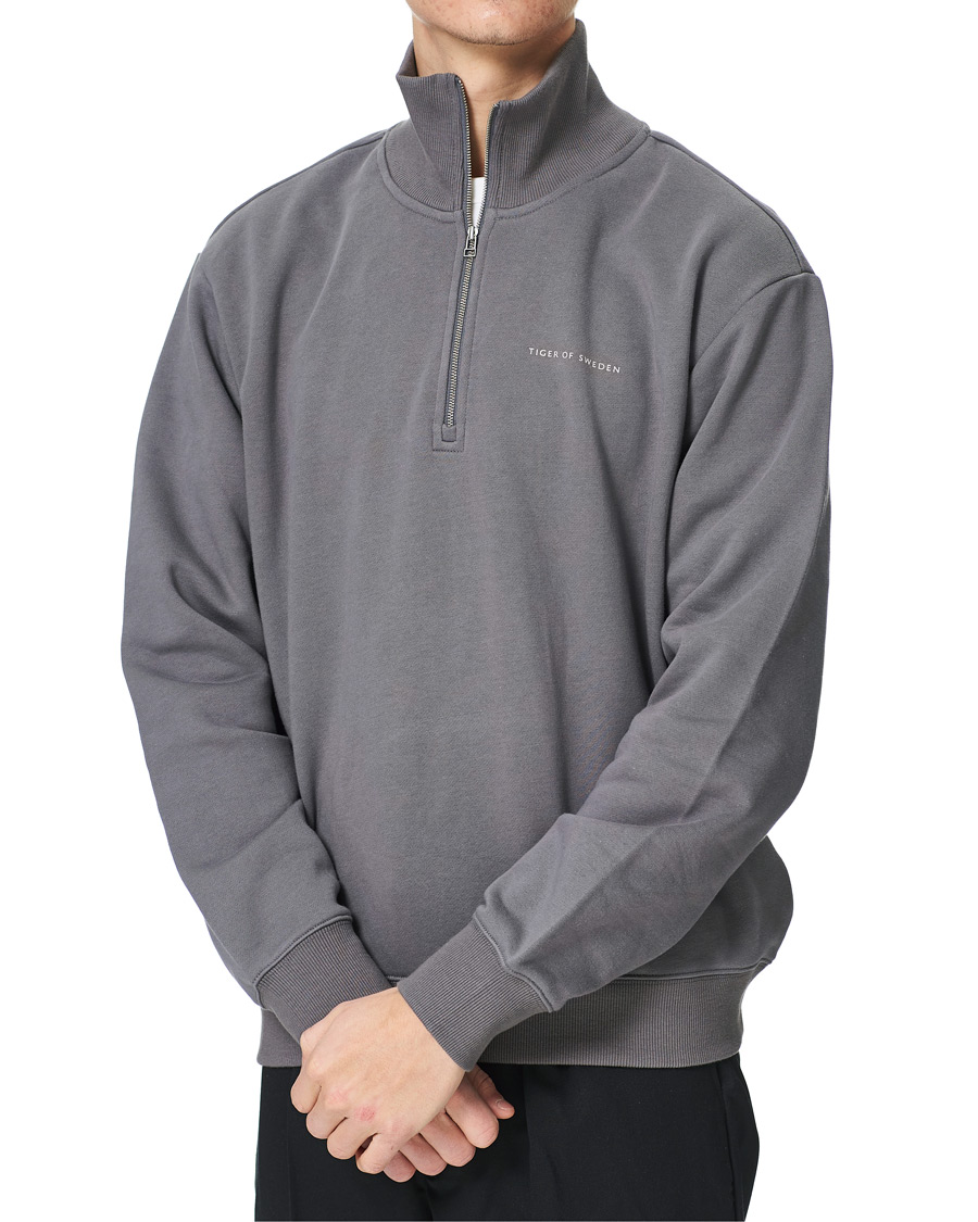 Herren | Pullover | Tiger of Sweden | Marlon Half Zip Sweater Stone Grey