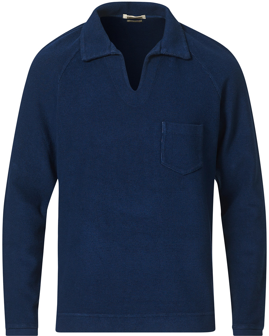 Herren | Pullover | Massimo Alba | Japanese Terry Long Sleeve Polo Navy