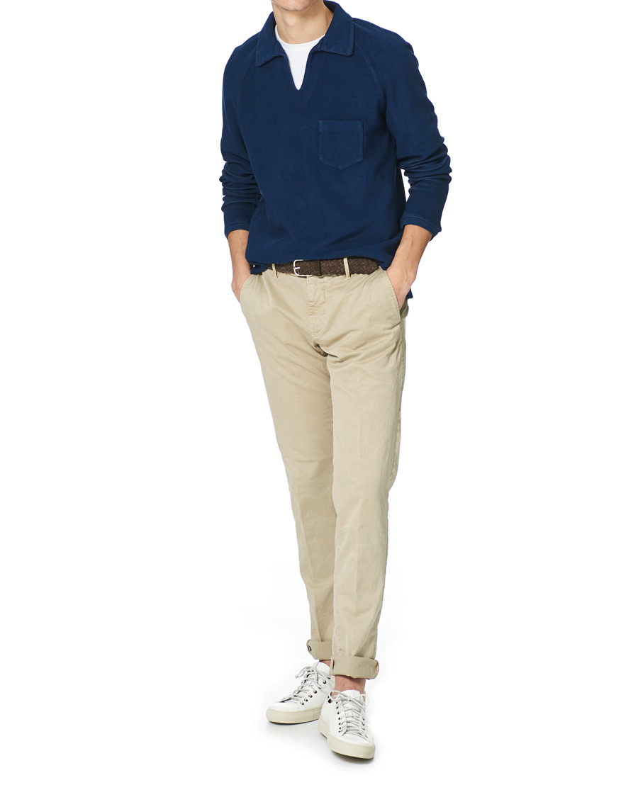 Herren | Pullover | Massimo Alba | Japanese Terry Long Sleeve Polo Navy
