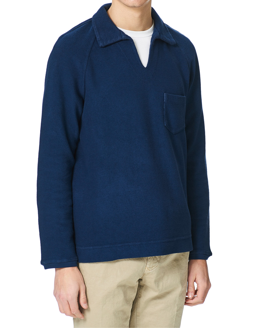 Herren | Pullover | Massimo Alba | Japanese Terry Long Sleeve Polo Navy