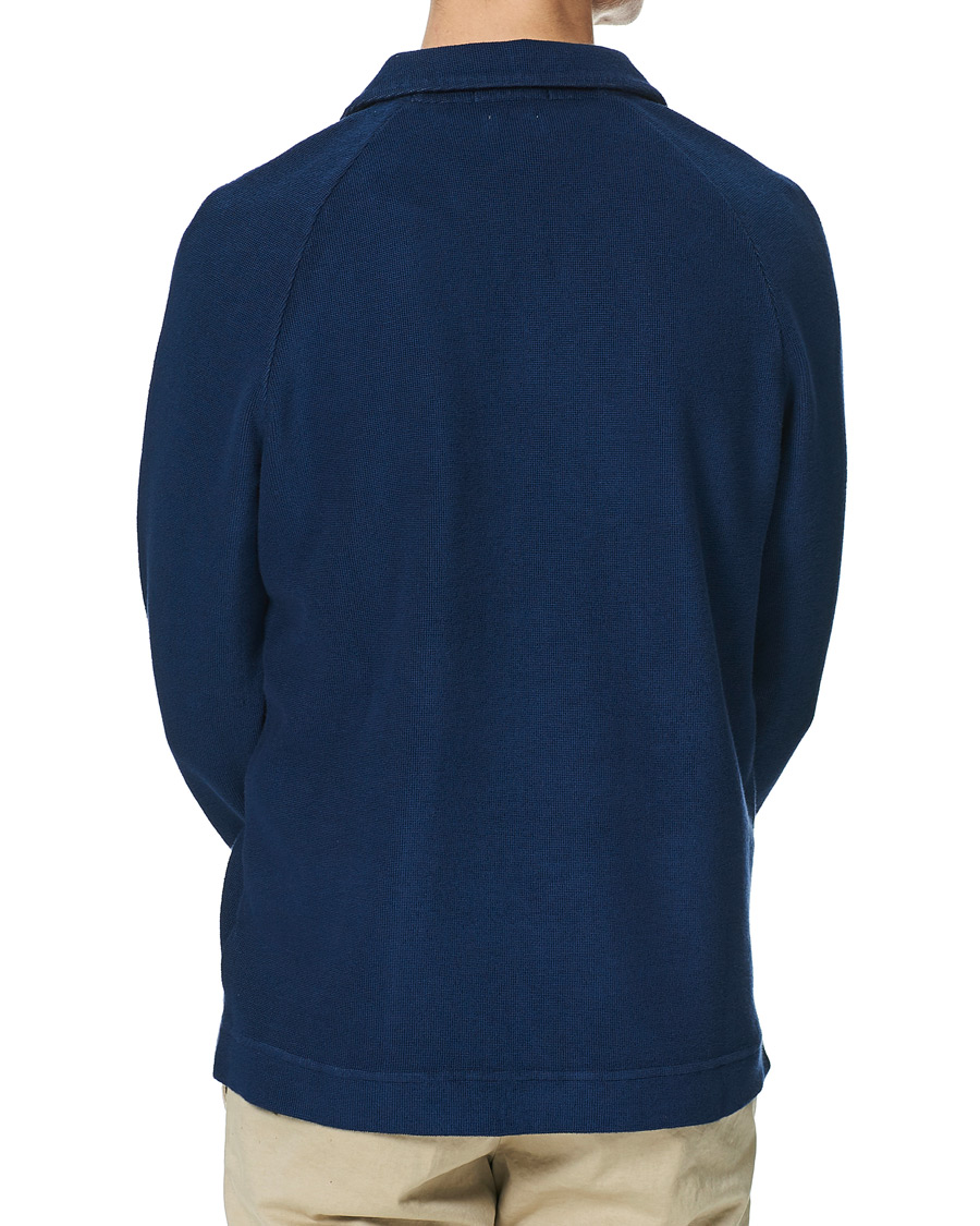 Herren | Pullover | Massimo Alba | Japanese Terry Long Sleeve Polo Navy