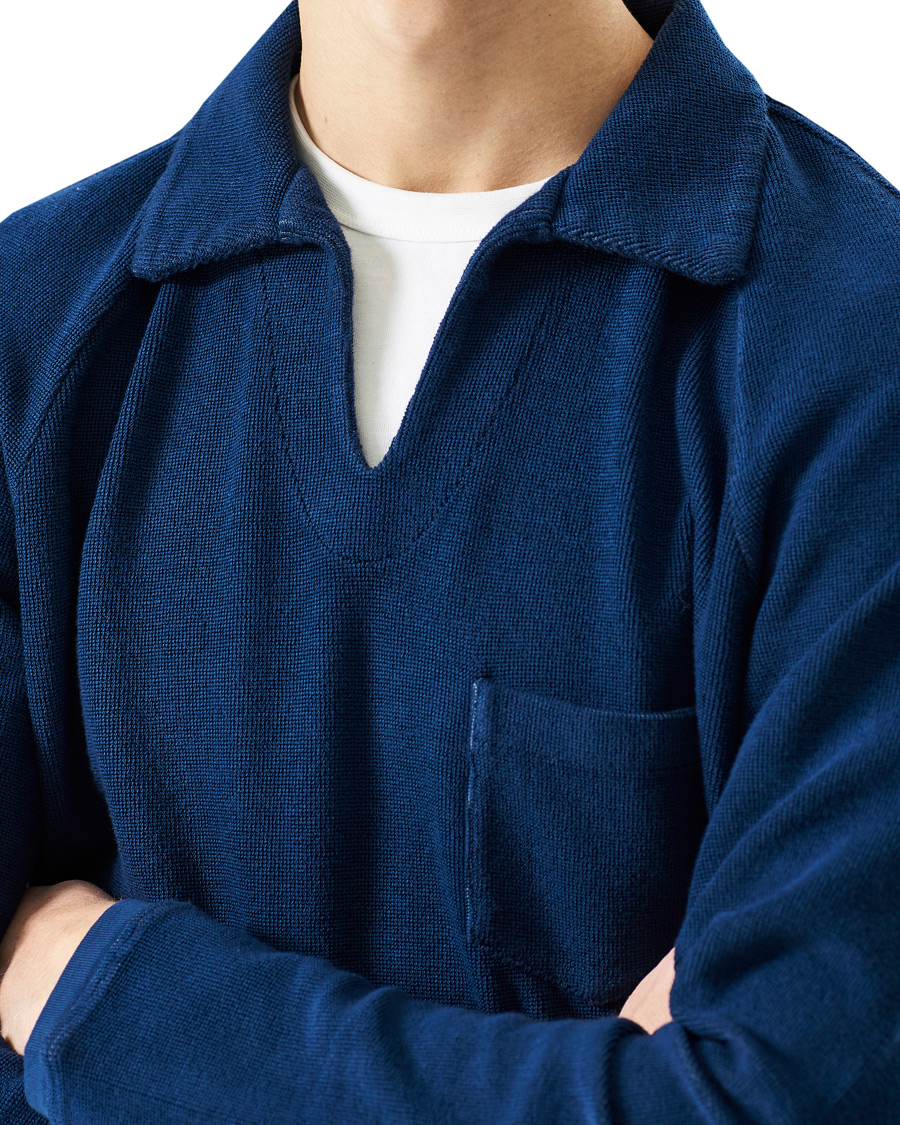 Herren | Pullover | Massimo Alba | Japanese Terry Long Sleeve Polo Navy