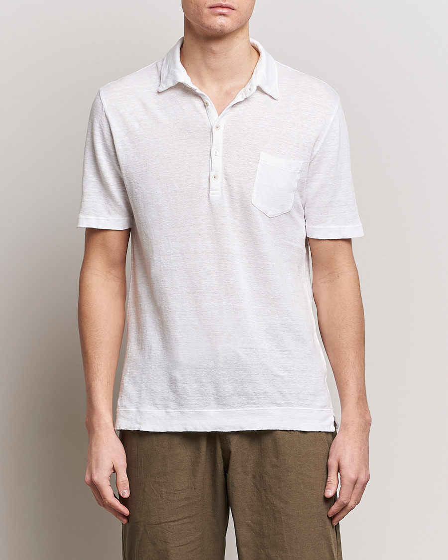 Herren | Massimo Alba | Massimo Alba | Wembley Linen Polo White