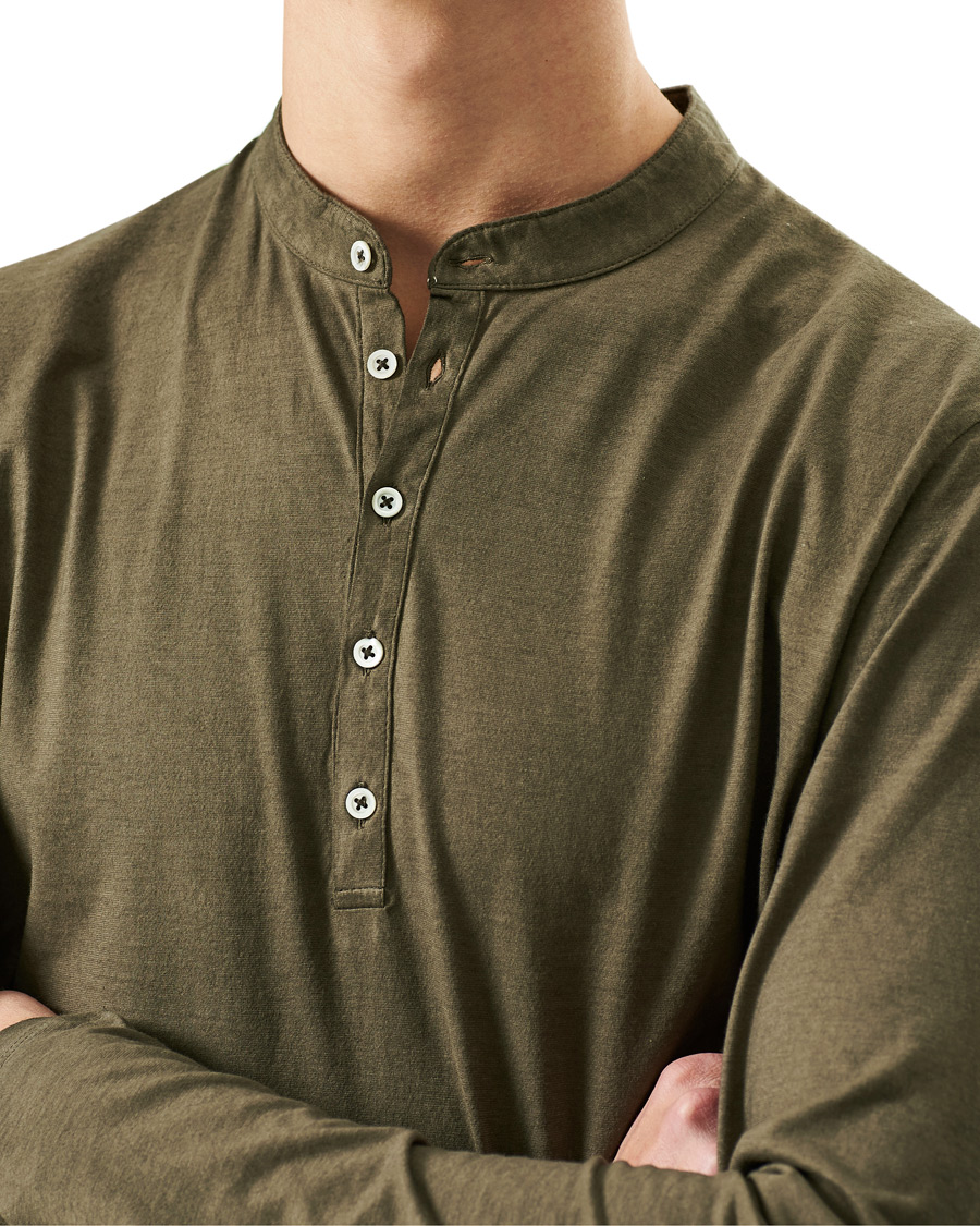 Herren | Pullover | Massimo Alba | Hawai Watercolor Henley Military