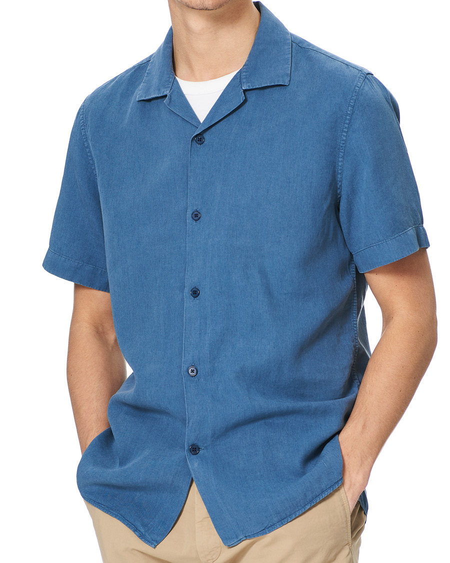 Herren | Hemden | NN07 | Miyagi Resort Collar Short Sleeve Shirt Washed Blue