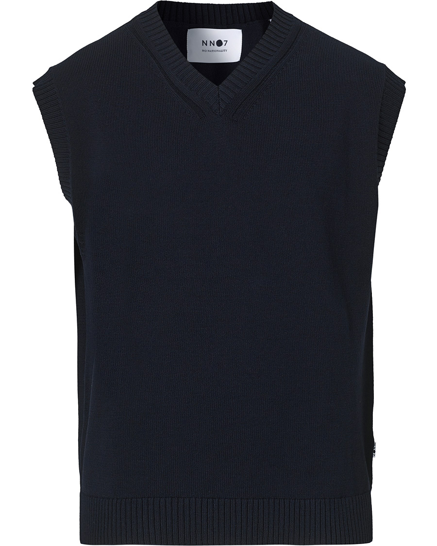 Herren | Pullover | NN07 | Cotton Knitted V-Neck Vest Navy
