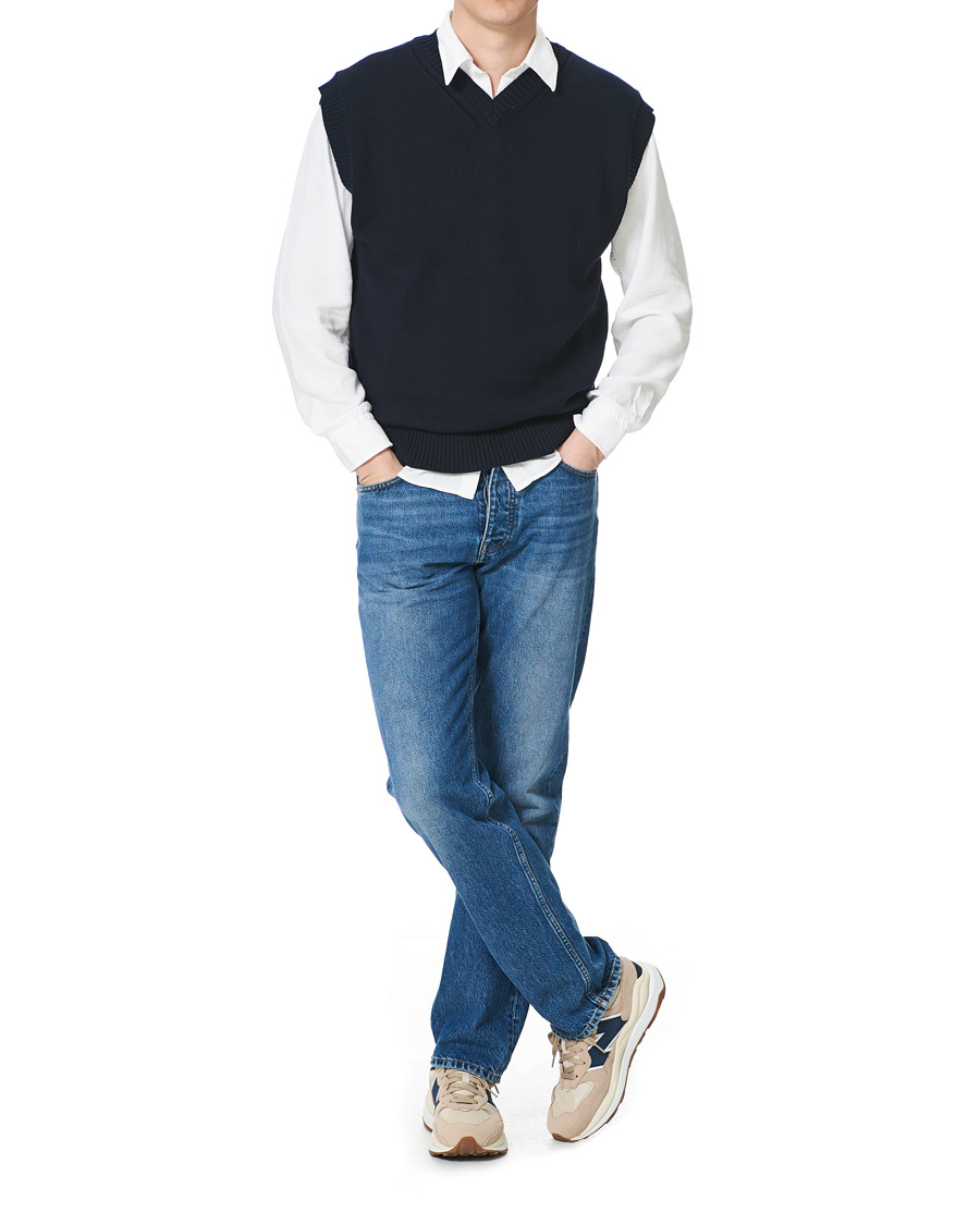 Herren | Pullover | NN07 | Cotton Knitted V-Neck Vest Navy