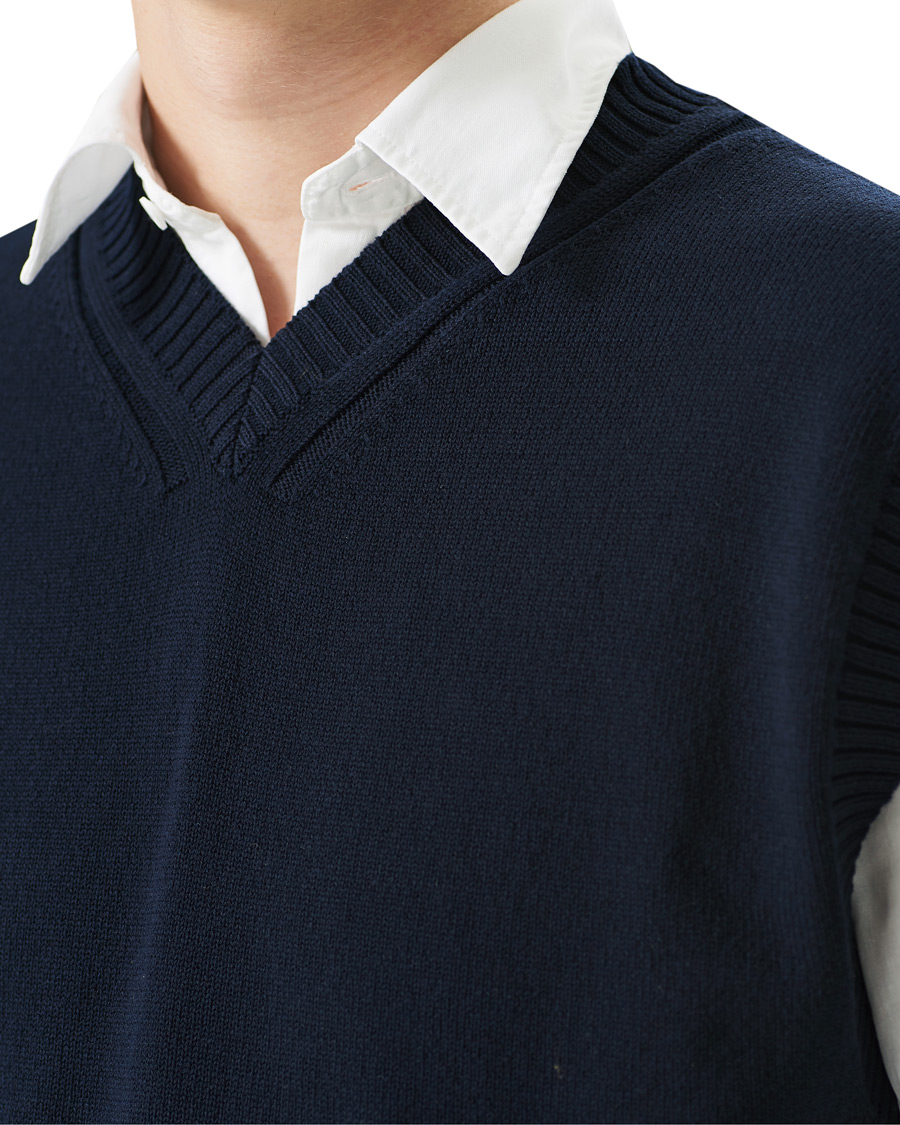 Herren | Pullover | NN07 | Cotton Knitted V-Neck Vest Navy