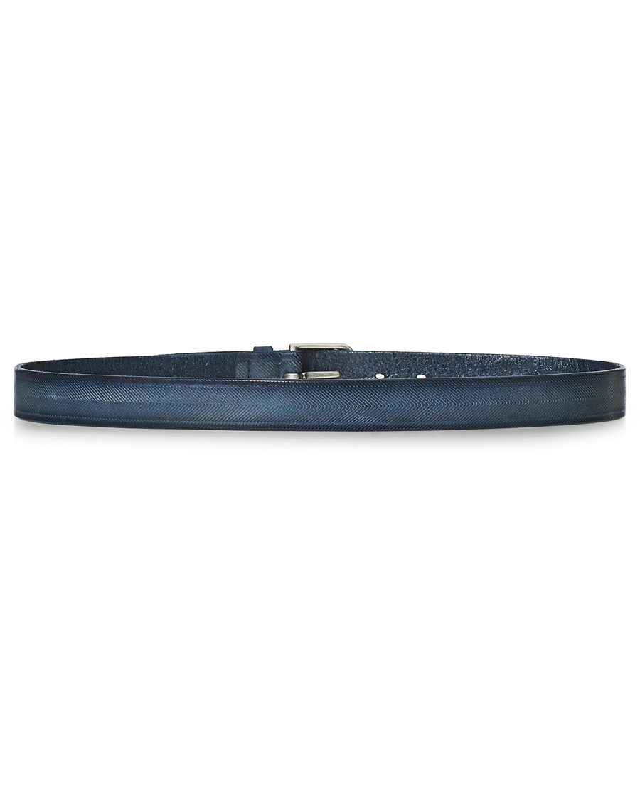 Herren | Orciani Herringbone Leather Belt 3,5 cm Denim Blue | Orciani | Herringbone Leather Belt 3,5 cm Denim Blue