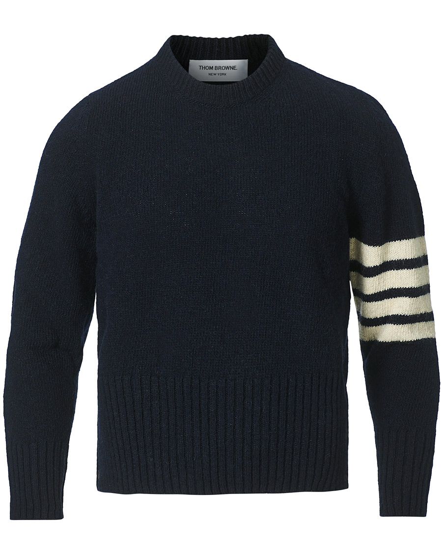 Herren | Pullover | Thom Browne | 4 Bar Mohair Crew Neck Sweater Navy